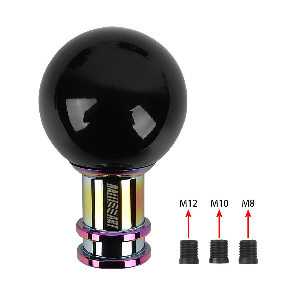 Brand New Ralliart Universal Jdm Round Ball Crystal Black Bubble Manual Car Racing Gear Shift Knob Shifter M12 M10 M8