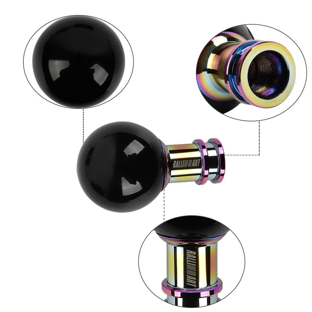 Brand New Ralliart Universal Jdm Round Ball Crystal Black Bubble Manual Car Racing Gear Shift Knob Shifter M12 M10 M8