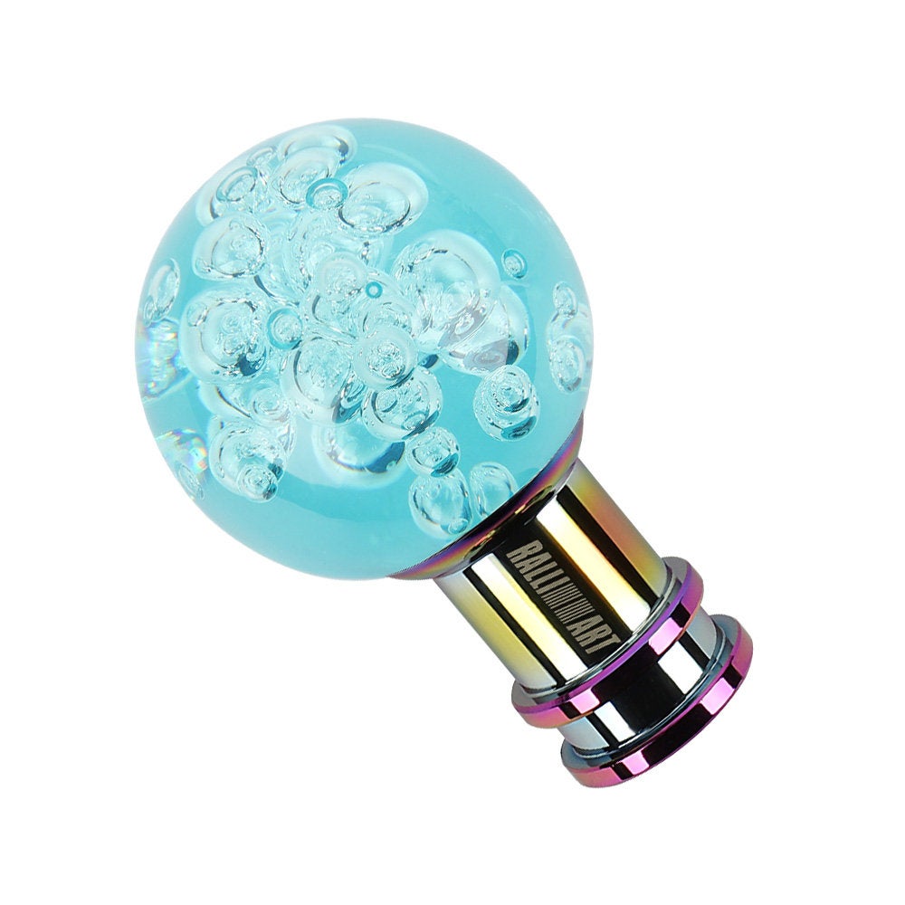 Brand New Ralliart Universal Jdm Round Ball Crystal Teal Bubble Manual Car Racing Gear Shift Knob Shifter M12 M10 M8