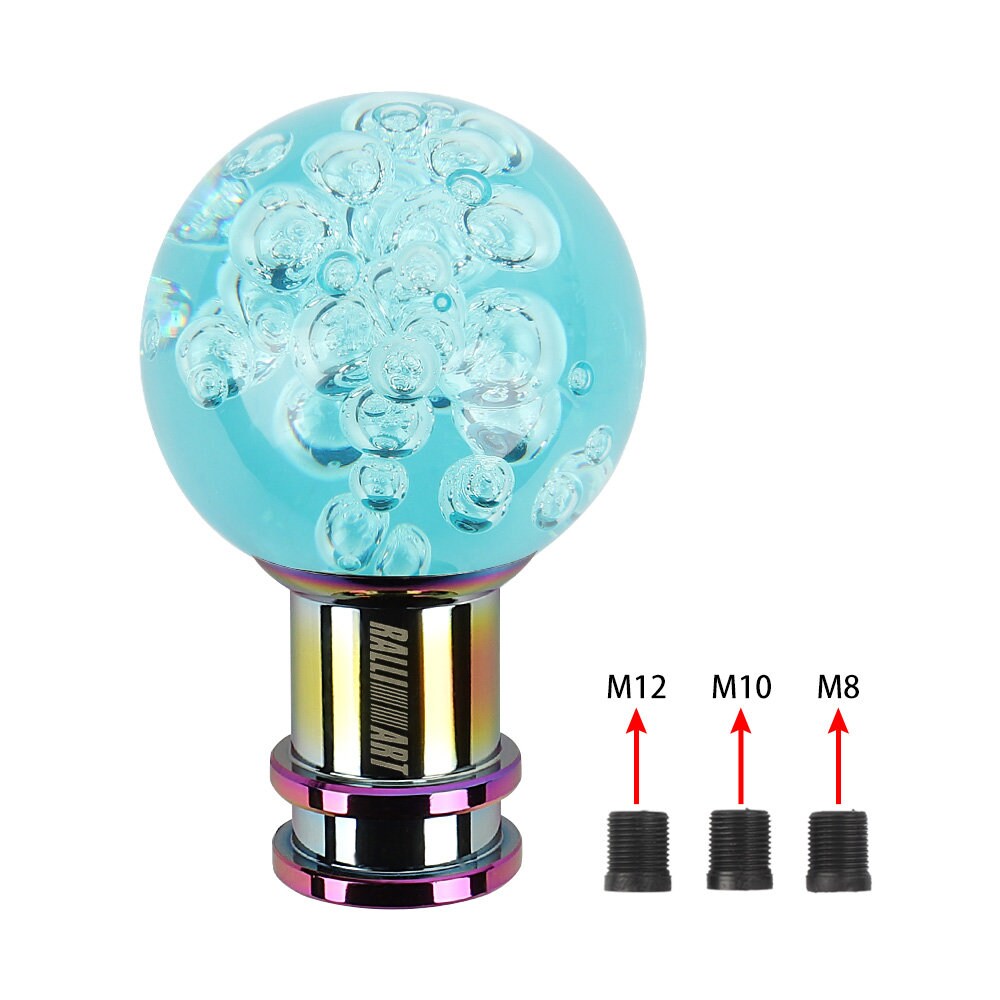 Brand New Ralliart Universal Jdm Round Ball Crystal Teal Bubble Manual Car Racing Gear Shift Knob Shifter M12 M10 M8