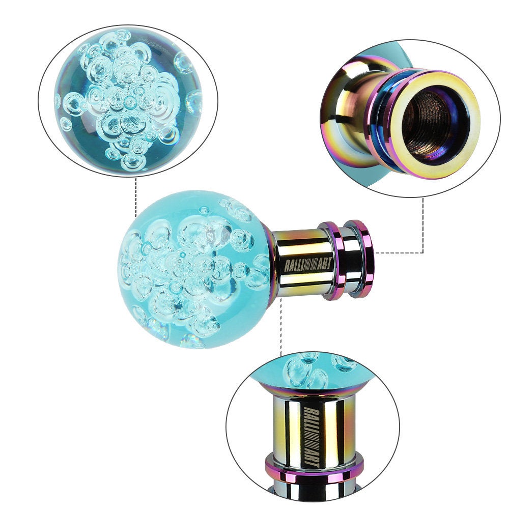 Brand New Ralliart Universal Jdm Round Ball Crystal Teal Bubble Manual Car Racing Gear Shift Knob Shifter M12 M10 M8