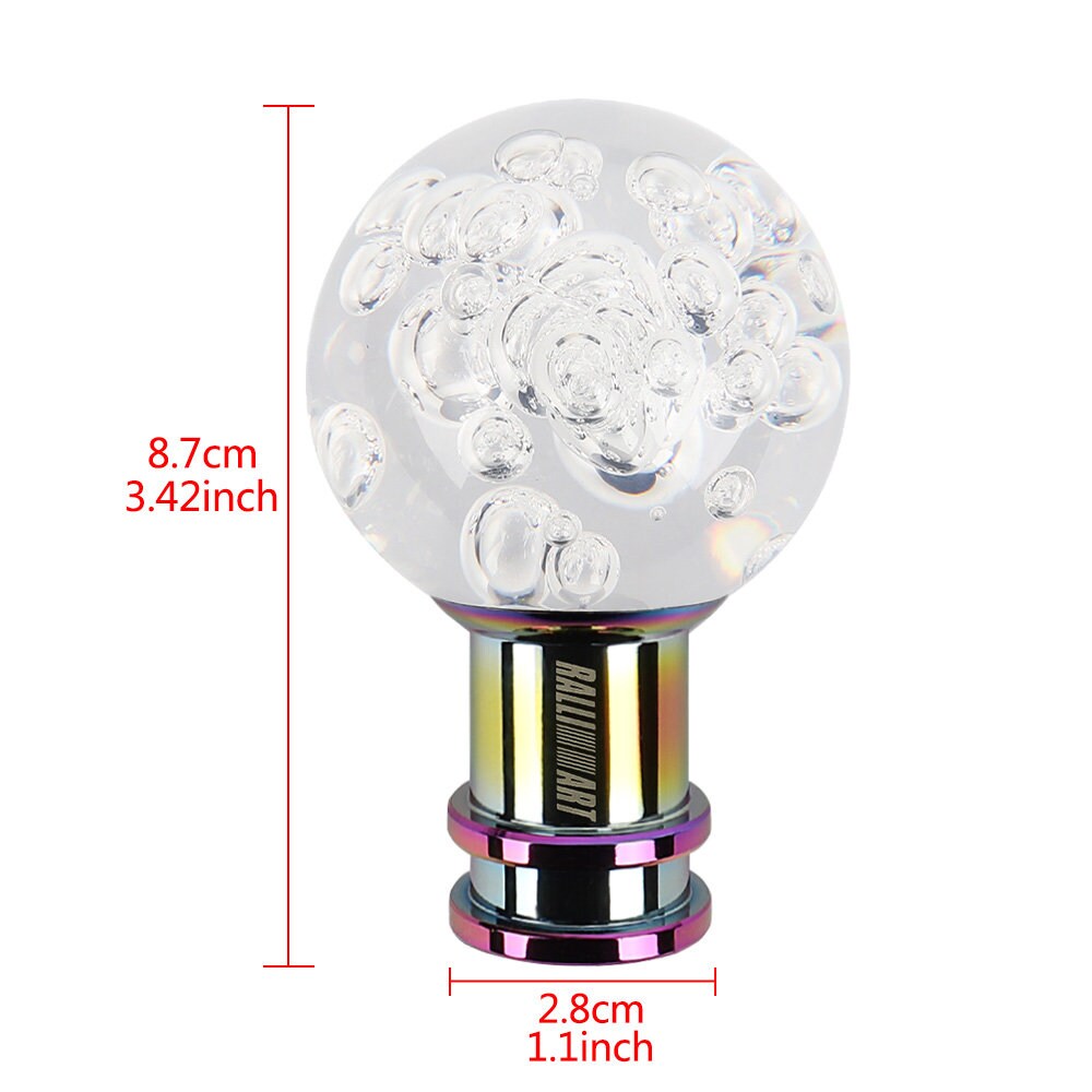 Brand New Ralliart Universal Jdm Round Ball Crystal Clear Bubble Manual Car Racing Gear Shift Knob Shifter M12 M10 M8