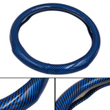 Brand New Blue Carbon Fiber PU Leather Car Steering Wheel Cover Protector 15