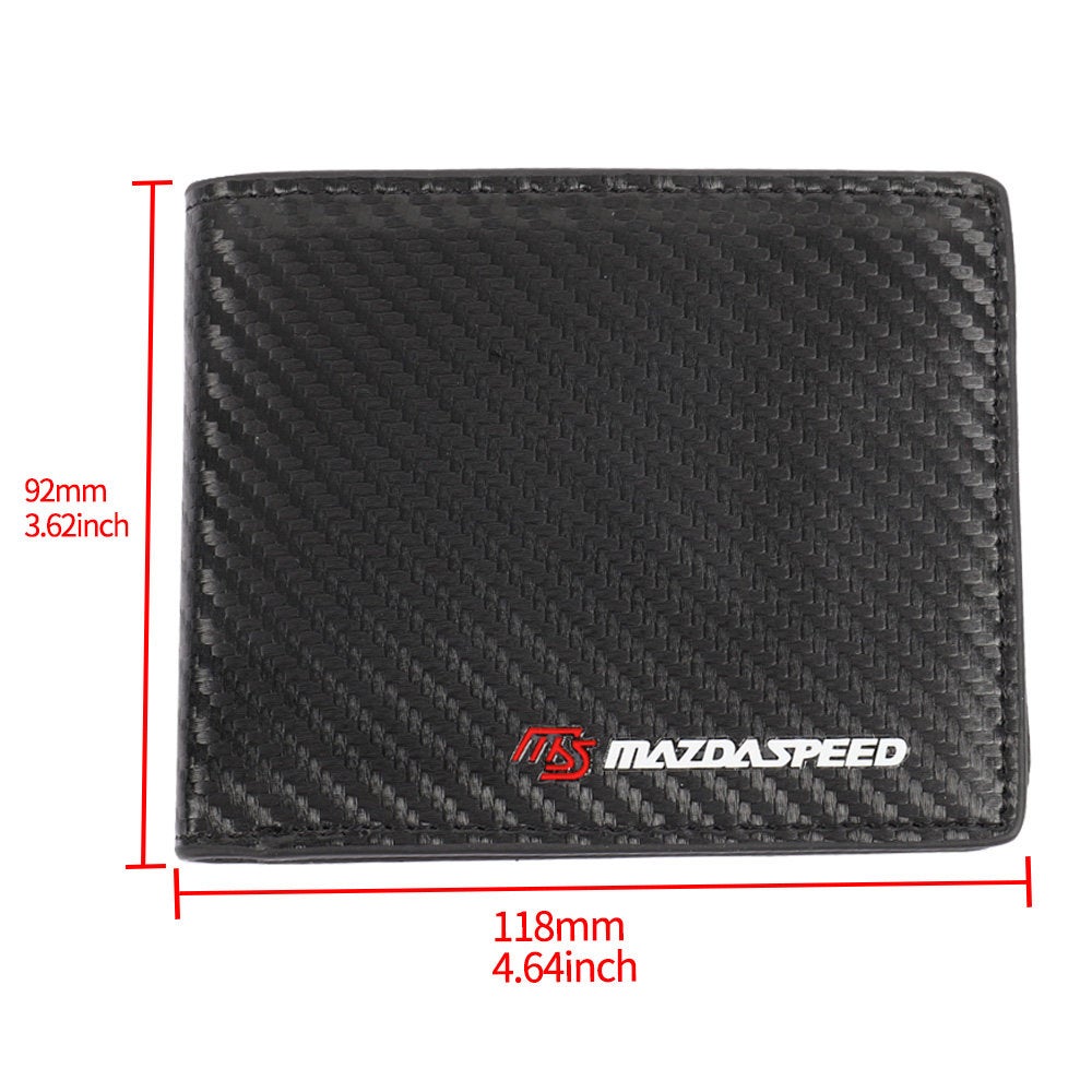Brand New Mazdaspeed Men's Carbon Fiber Leather Bifold Credit Card ID Holder Wallet US