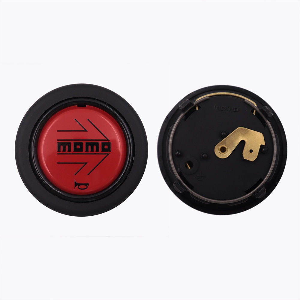 Brand New Universal Momo Car Horn Button Black/Red Steering Wheel Center Cap W/Packaging