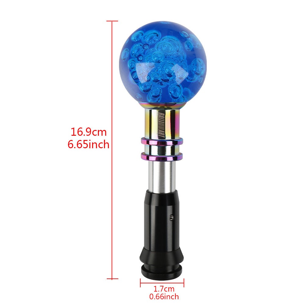 Brand New Universal Jdm Ralliart Round Ball Blue Crystal Bubble Automatic Car Racing Gear Shift Knob Shifter M12 M10 M8