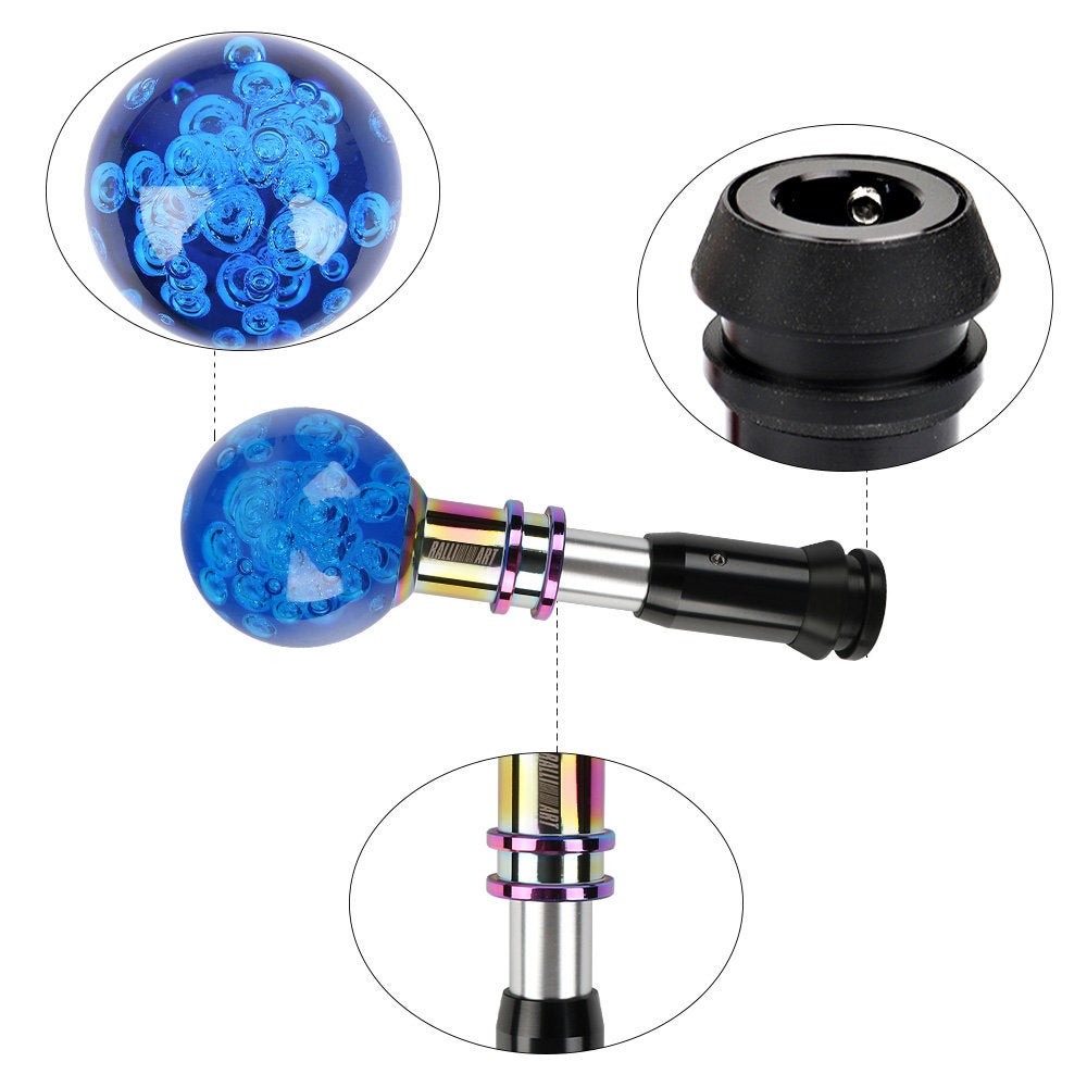 Brand New Universal Jdm Ralliart Round Ball Blue Crystal Bubble Automatic Car Racing Gear Shift Knob Shifter M12 M10 M8