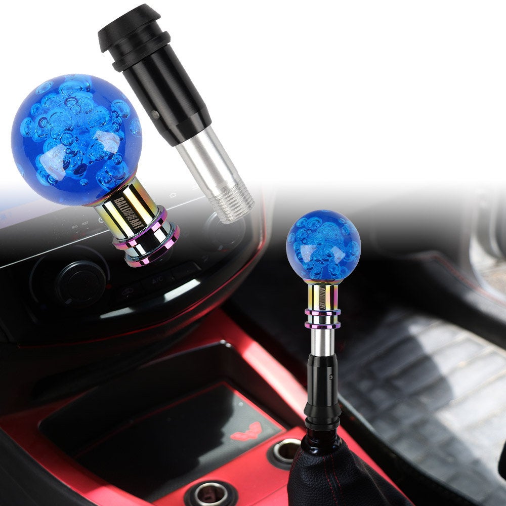 Brand New Universal Jdm Ralliart Round Ball Blue Crystal Bubble Automatic Car Racing Gear Shift Knob Shifter M12 M10 M8