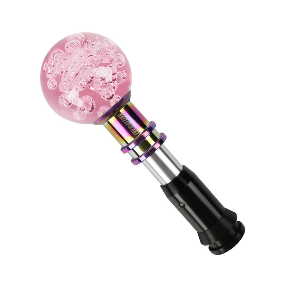 Brand New Universal Jdm Ralliart Round Ball Pink Crystal Bubble Automatic Car Racing Gear Shift Knob Shifter M12 M10 M8