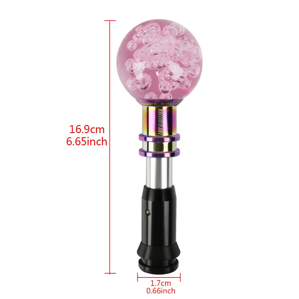 Brand New Universal Jdm Ralliart Round Ball Pink Crystal Bubble Automatic Car Racing Gear Shift Knob Shifter M12 M10 M8