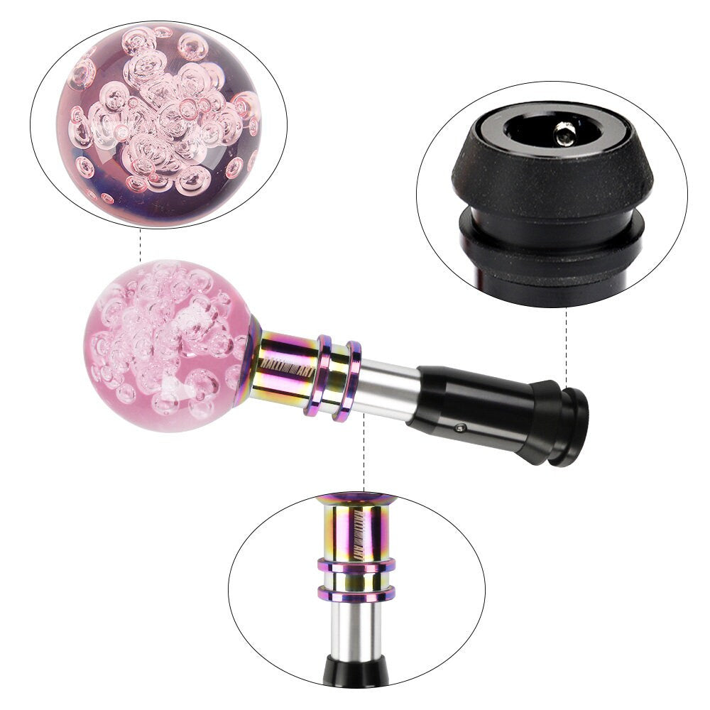 Brand New Universal Jdm Ralliart Round Ball Pink Crystal Bubble Automatic Car Racing Gear Shift Knob Shifter M12 M10 M8