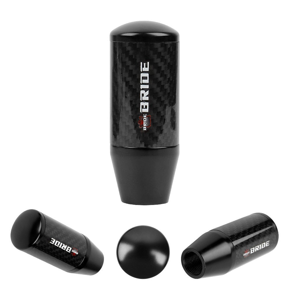 Brand New Universal Bride Black Carbon Fiber Manual Gear Stick Shift Knob Lever Shifter M12 M10 M8