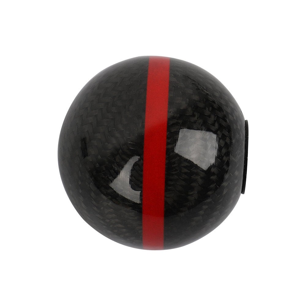 Brand New Universal Real Carbon Fiber Ball Manual MT Gear Shift Shifter Knob W/Red Stripe