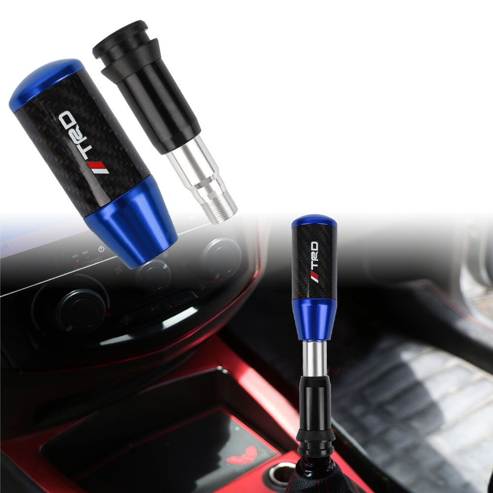 Brand New Universal TRD Blue Carbon Fiber Automatic Gear Shift Knob Shifter Lever Head