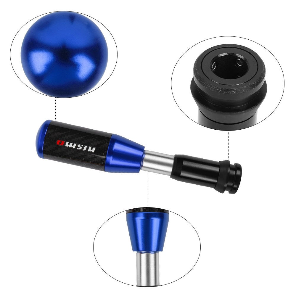 Brand New Universal Nismo Blue Carbon Fiber Automatic Gear Shift Knob Shifter Lever Head