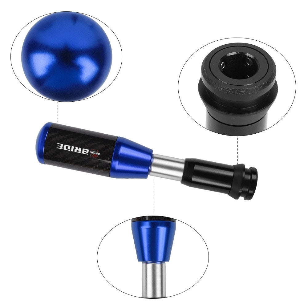 Brand New Universal Bride Blue Carbon Fiber Automatic Gear Shift Knob Shifter Lever Head