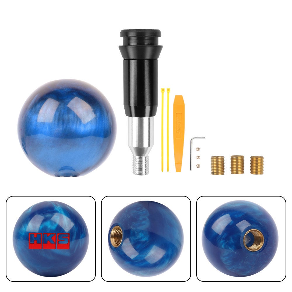 Brand New Universal HKS Pearl Blue Round Ball Shift Knob Automatic Car Gear Shifter