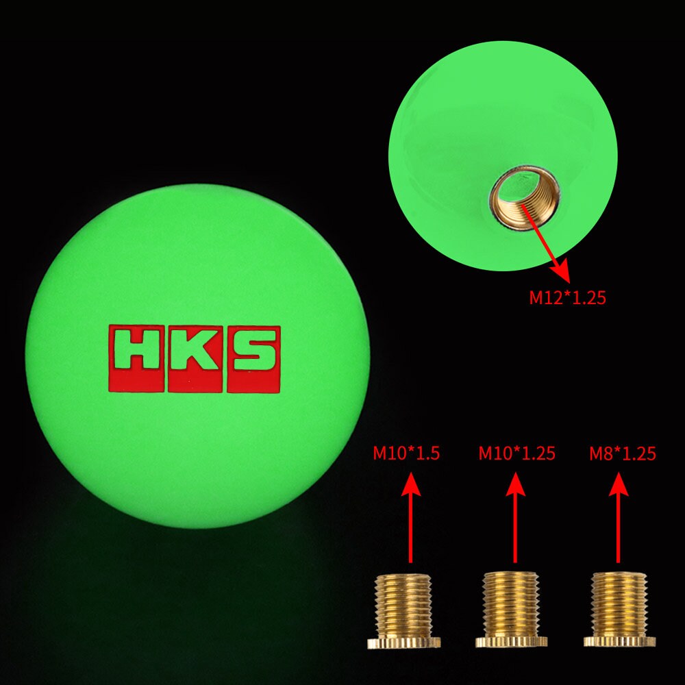 Brand New Jdm HKS Universal Glow In the Dark Green Round Ball Shift Knob M8 M10 M12 Adapter