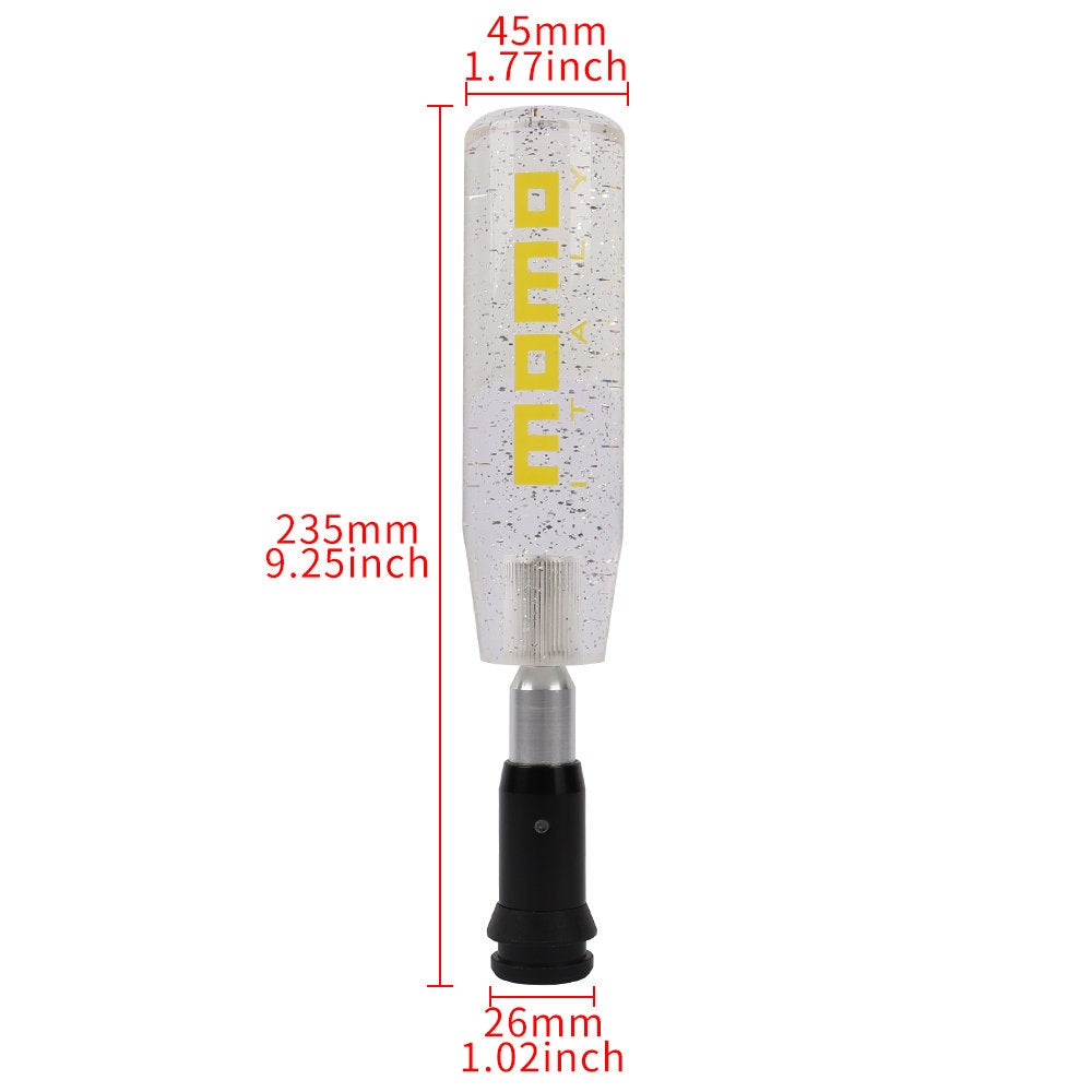 Brand New Universal Glitter Transparent Silver Momo Automatic Shift Knob Racing Gear Shift Knob M12 M10 M8