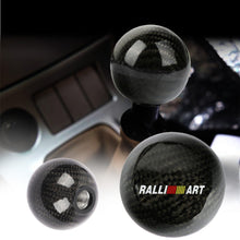 Load image into Gallery viewer, Brand New Ralliart Universal Real Carbon Fiber Ball Manual MT Gear Shift Shifter Knob W/Black Stripe