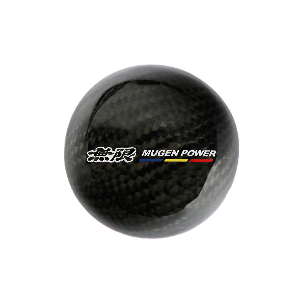 Brand New Mugen Universal Real Carbon Fiber Ball Manual MT Gear Shift Shifter Knob W/Black Stripe