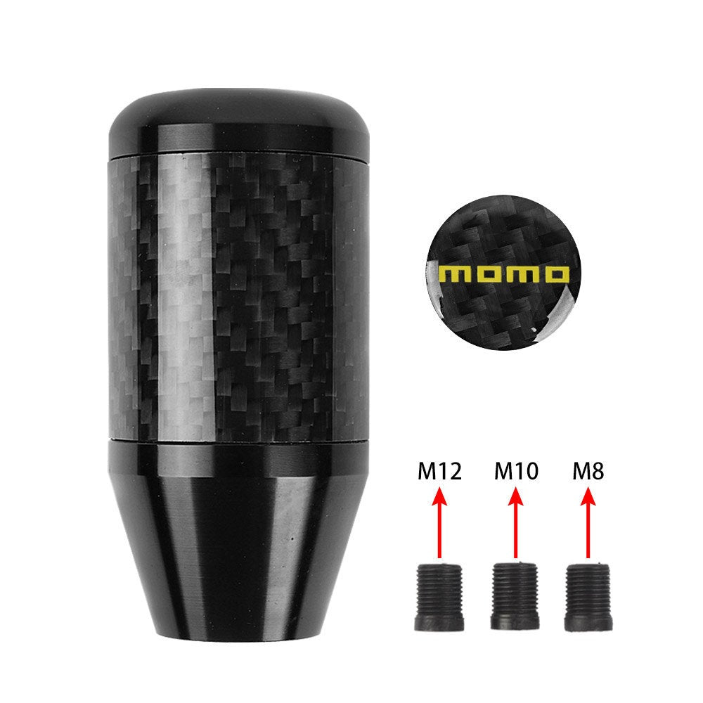 Brand New Universal Momo Black Real Carbon Fiber Racing Gear Stick Shift Knob For MT Manual M12 M10 M8