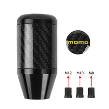 Load image into Gallery viewer, Brand New Universal Momo Black Real Carbon Fiber Racing Gear Stick Shift Knob For MT Manual M12 M10 M8