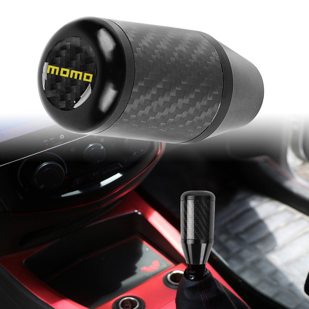 Brand New Universal Momo Black Real Carbon Fiber Racing Gear Stick Shift Knob For MT Manual M12 M10 M8