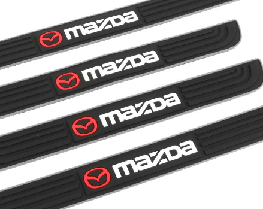 Brand New 4PCS Universal Mazda Silver Rubber Car Door Scuff Sill Cover Panel Step Protector