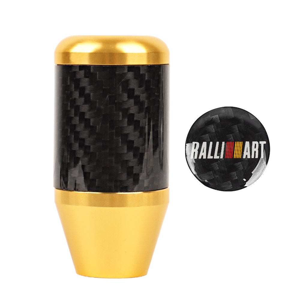 Brand New Universal Ralliart Gold Real Carbon Fiber Racing Gear Stick Shift Knob For MT Manual M12 M10 M8