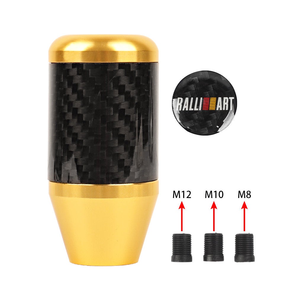 Brand New Universal Ralliart Gold Real Carbon Fiber Racing Gear Stick Shift Knob For MT Manual M12 M10 M8