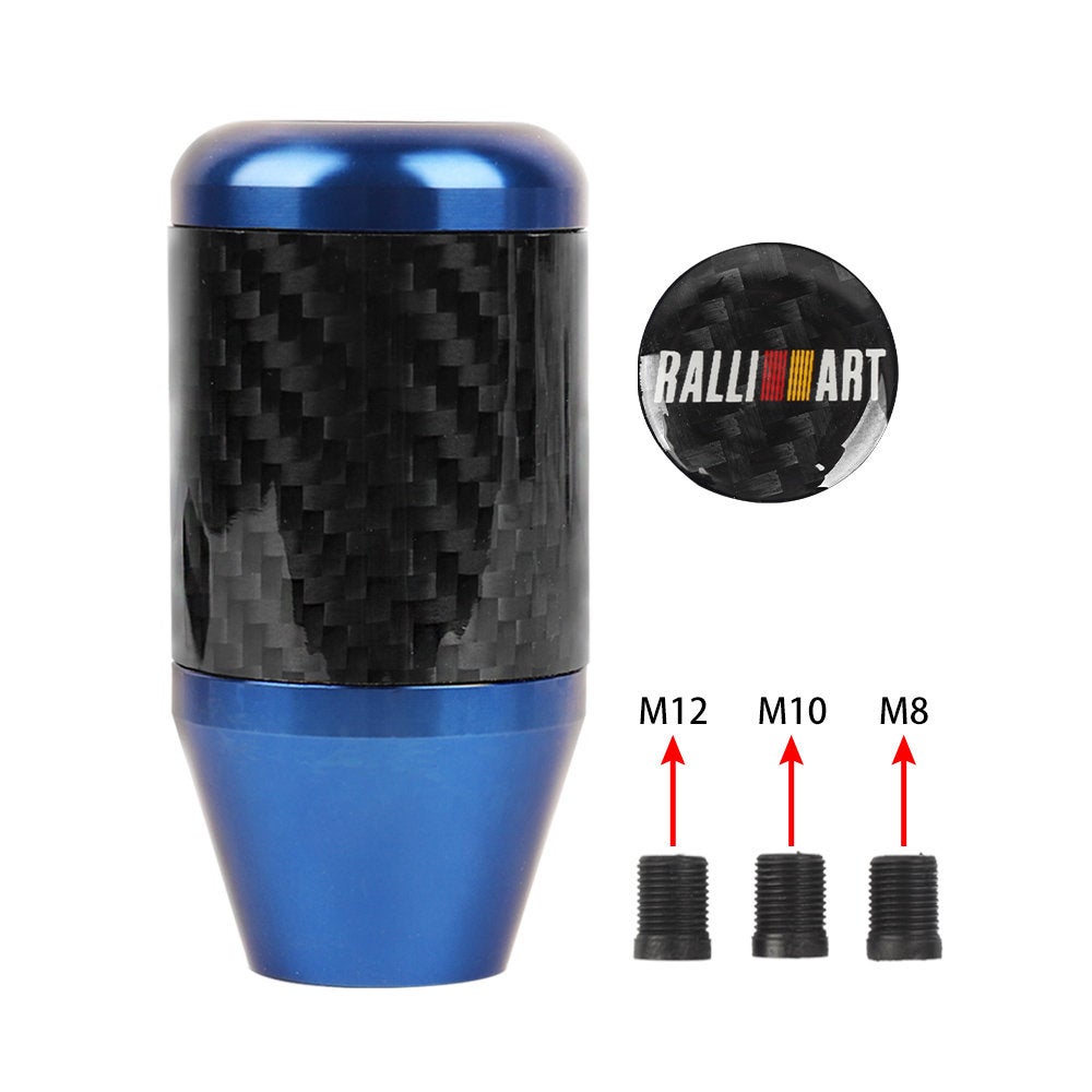 Brand New Universal Ralliart Blue Real Carbon Fiber Racing Gear Stick Shift Knob For MT Manual M12 M10 M8