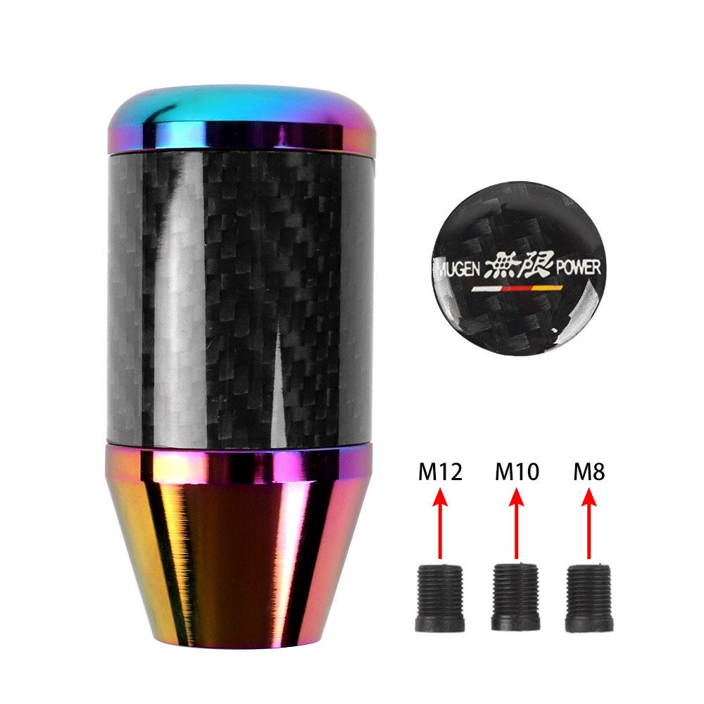 Brand New Universal Mugen Neo-Chrome Real Carbon Fiber Racing Gear Stick Shift Knob For MT Manual M12 M10 M8