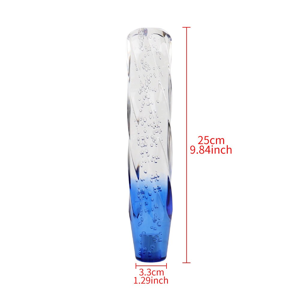 Brand New Universal 25CM VIP 250mm Transparent Manual Clear / Blue Twist Crystal Bubble Racing Gear Shift Knob