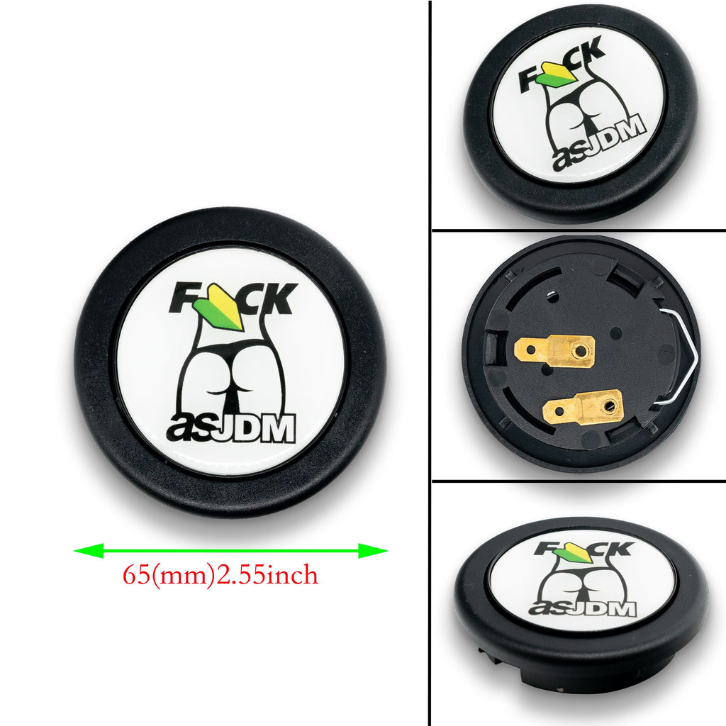 Brand New Universal Jdm As Fck Anime Hentai Car Horn Button Black Steering Wheel Center Cap