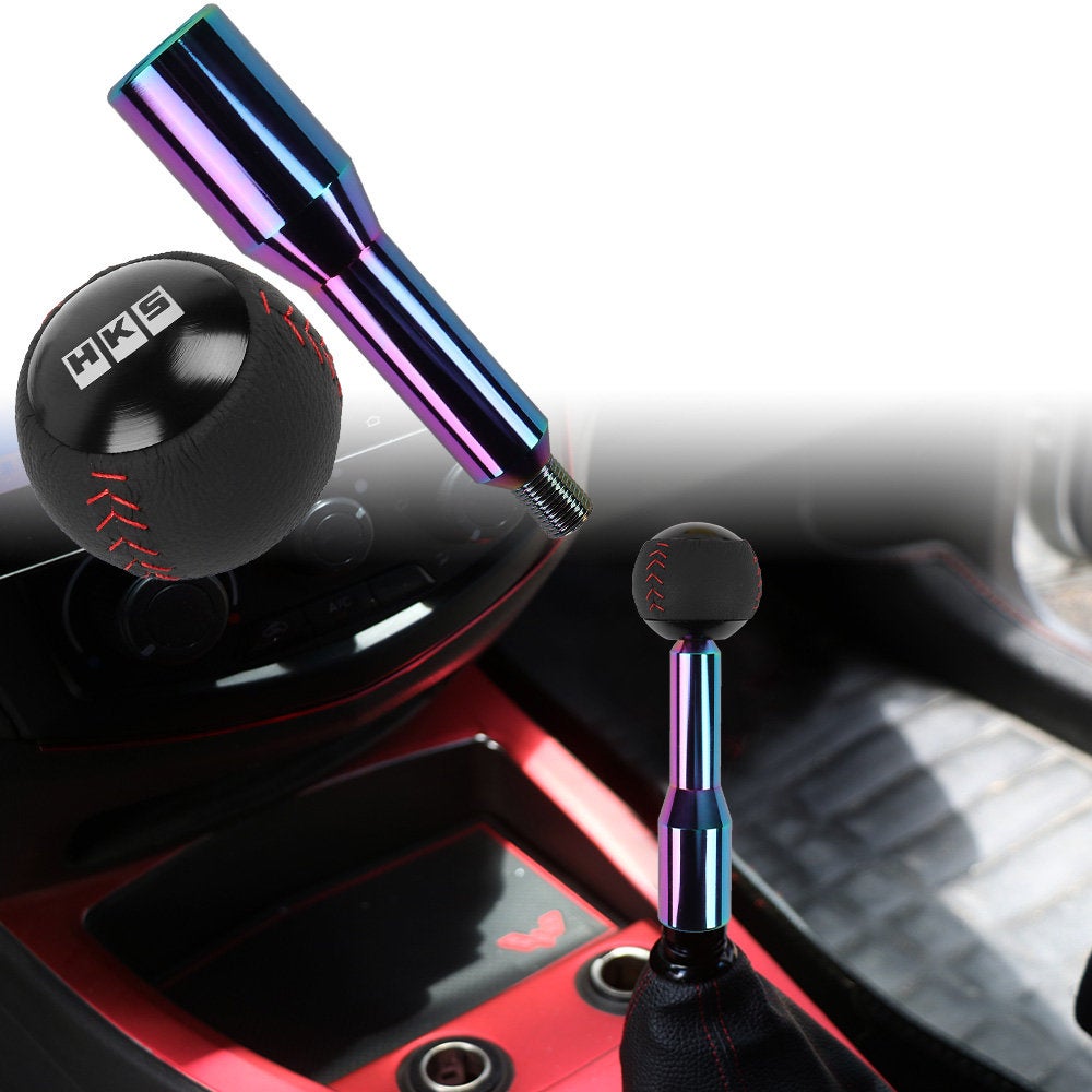 Brand New Universal HKS Black Leather Ball Manual Gear Stick Shift Knob Lever Shifter Long