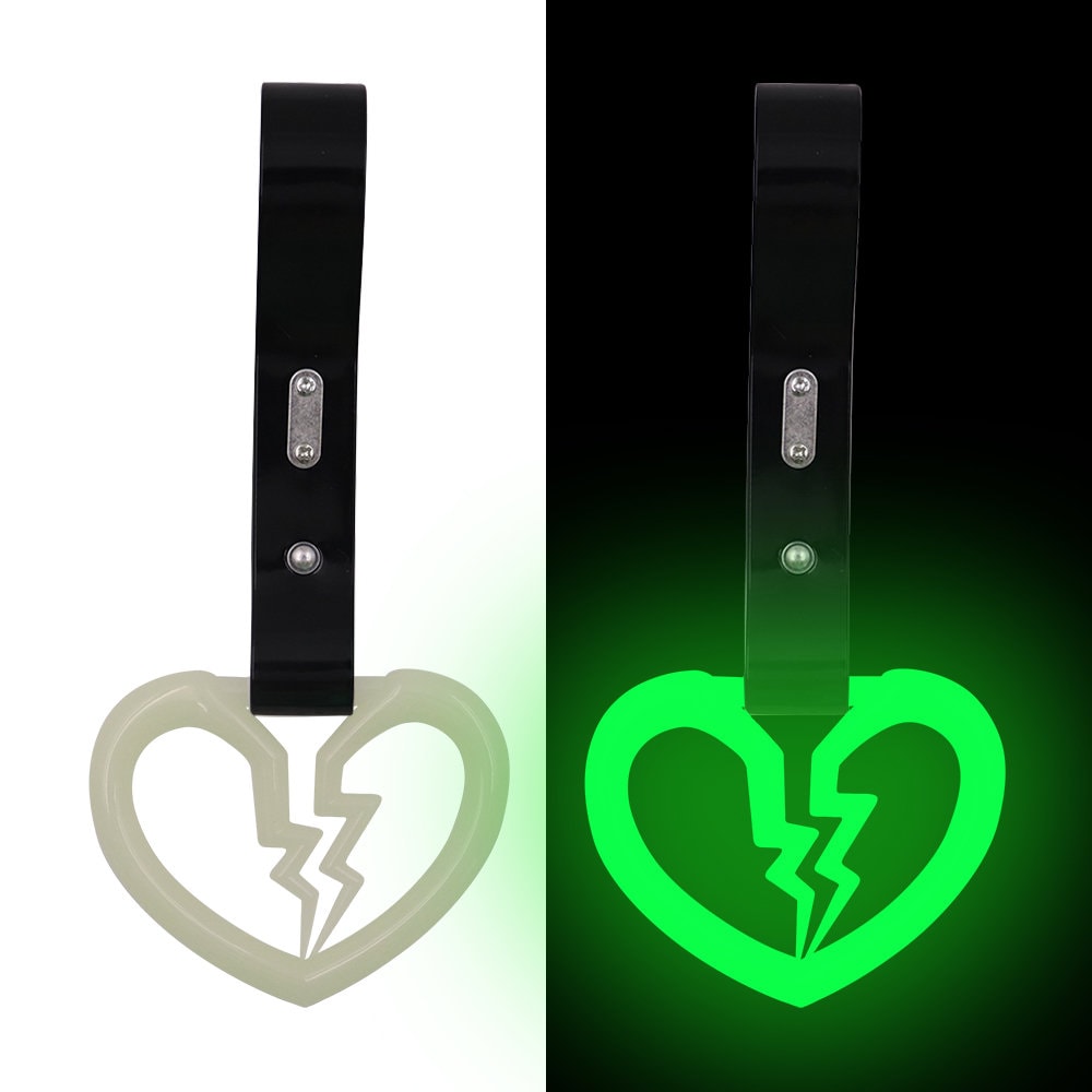 Brand New Broken Heart Black Handle Glow in the Dark JDM TSURIKAWA Ring Subway Train Bus Handle Strap Charm Drift