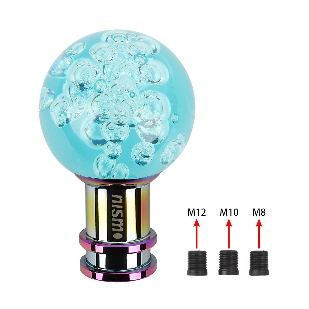 Brand New Nismo Universal Jdm Round Ball Crystal Teal Bubble Manual Car Racing Gear Shift Knob Shifter M12 M10 M8