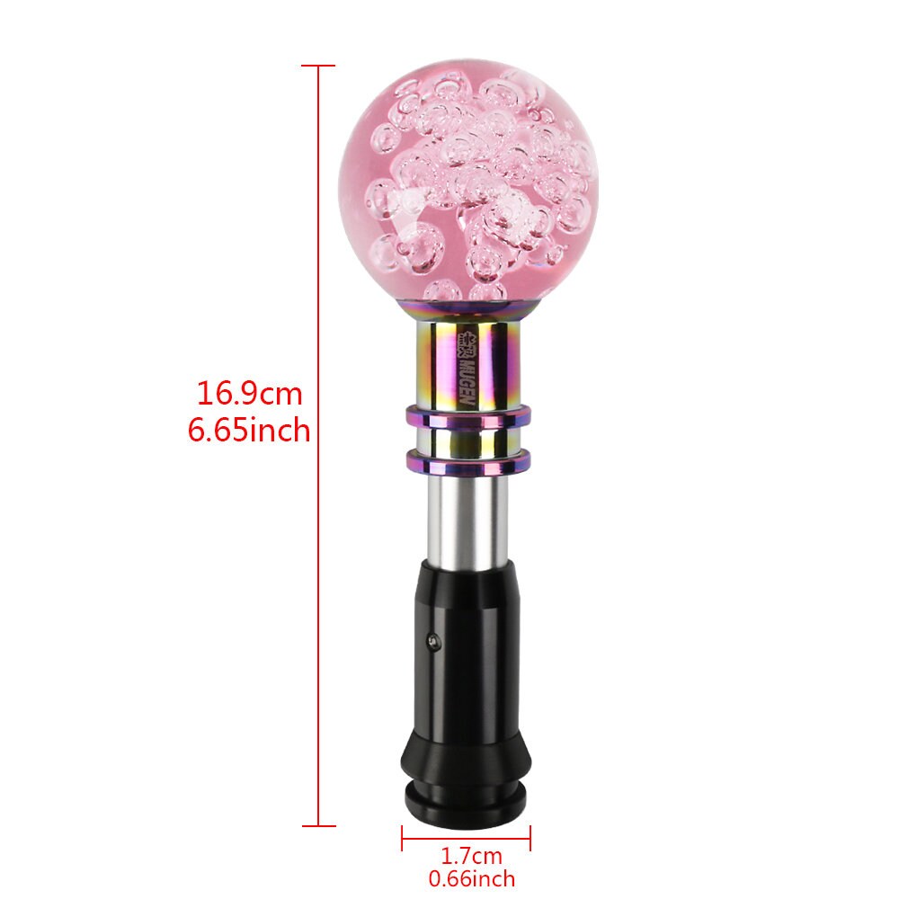 Brand New Universal Jdm Mugen Round Ball Crystal Bubble Pink Automatic Car Racing Gear Shift Knob Shifter M12 M10 M8