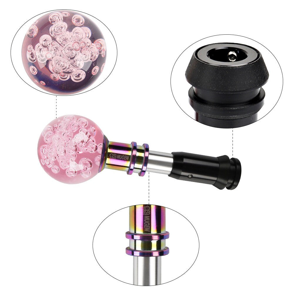 Brand New Universal Jdm Mugen Round Ball Crystal Bubble Pink Automatic Car Racing Gear Shift Knob Shifter M12 M10 M8