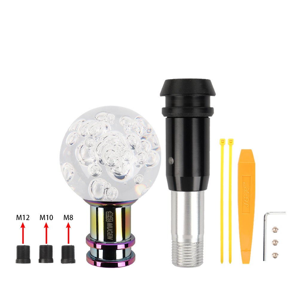 Brand New Universal Jdm Mugen Round Ball Clear Crystal Bubble Automatic Car Racing Gear Shift Knob Shifter M12 M10 M8