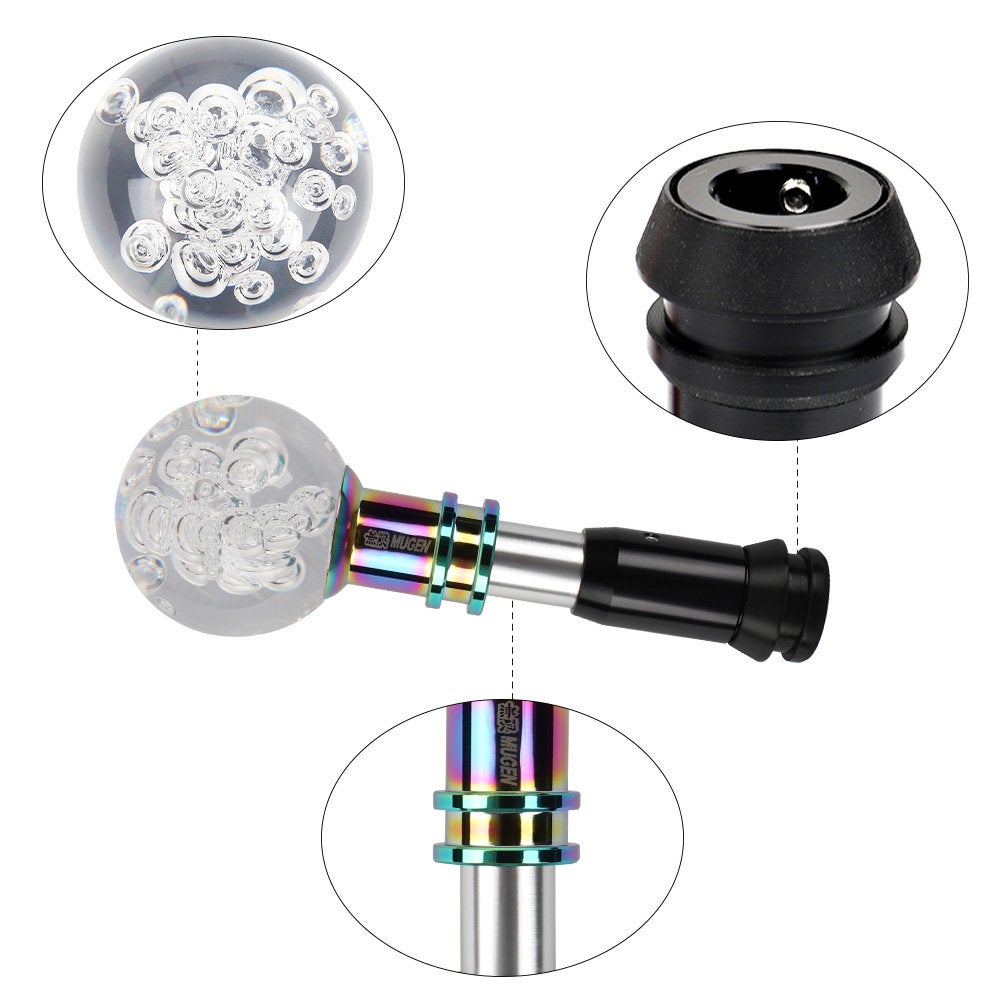 Brand New Universal Jdm Mugen Round Ball Clear Crystal Bubble Automatic Car Racing Gear Shift Knob Shifter M12 M10 M8