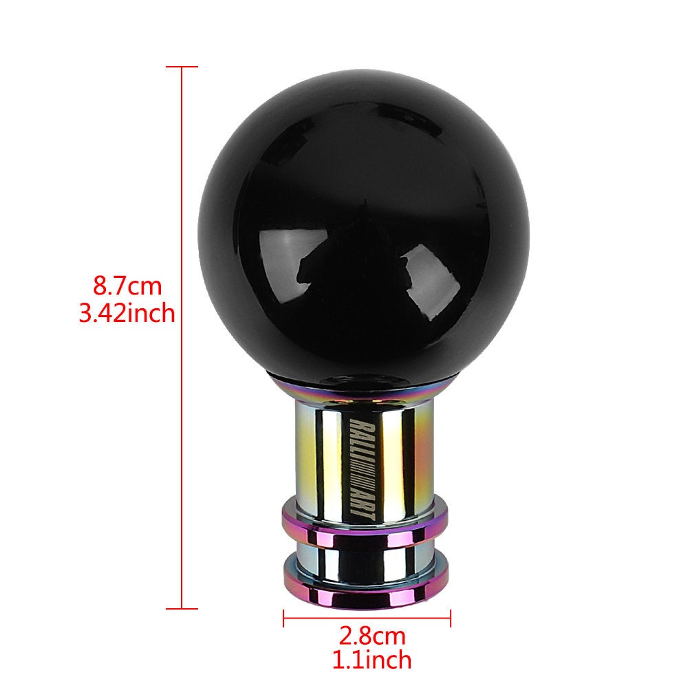 Brand New Ralliart Universal Jdm Round Ball Crystal Black Bubble Manual Car Racing Gear Shift Knob Shifter M12 M10 M8