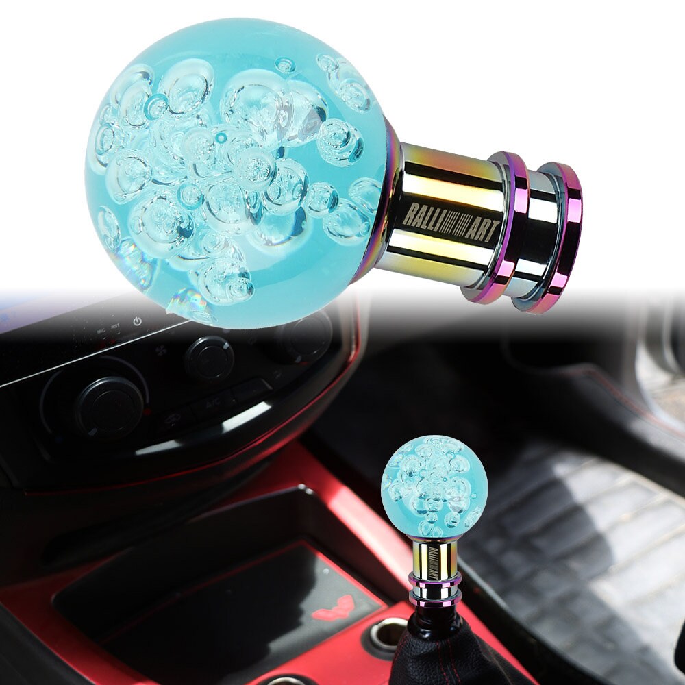 Brand New Ralliart Universal Jdm Round Ball Crystal Teal Bubble Manual Car Racing Gear Shift Knob Shifter M12 M10 M8