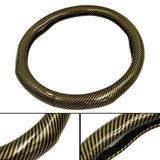 Brand New Gold Carbon Fiber PU Leather Car Steering Wheel Cover Protector 15