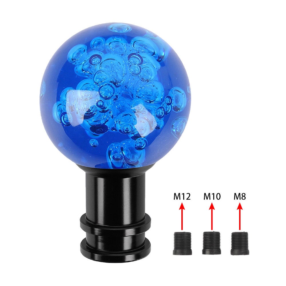 Brand New Universal Jdm Round Ball Crystal Blue Bubble Manual Car Racing Gear Shift Knob Shifter M12 M10 M8