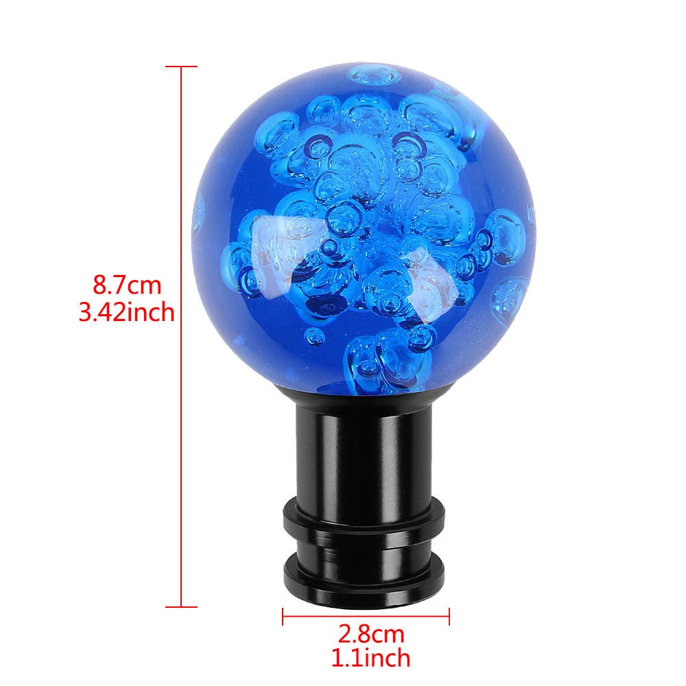 Brand New Universal Jdm Round Ball Crystal Blue Bubble Manual Car Racing Gear Shift Knob Shifter M12 M10 M8