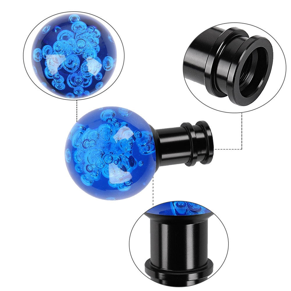 Brand New Universal Jdm Round Ball Crystal Blue Bubble Manual Car Racing Gear Shift Knob Shifter M12 M10 M8