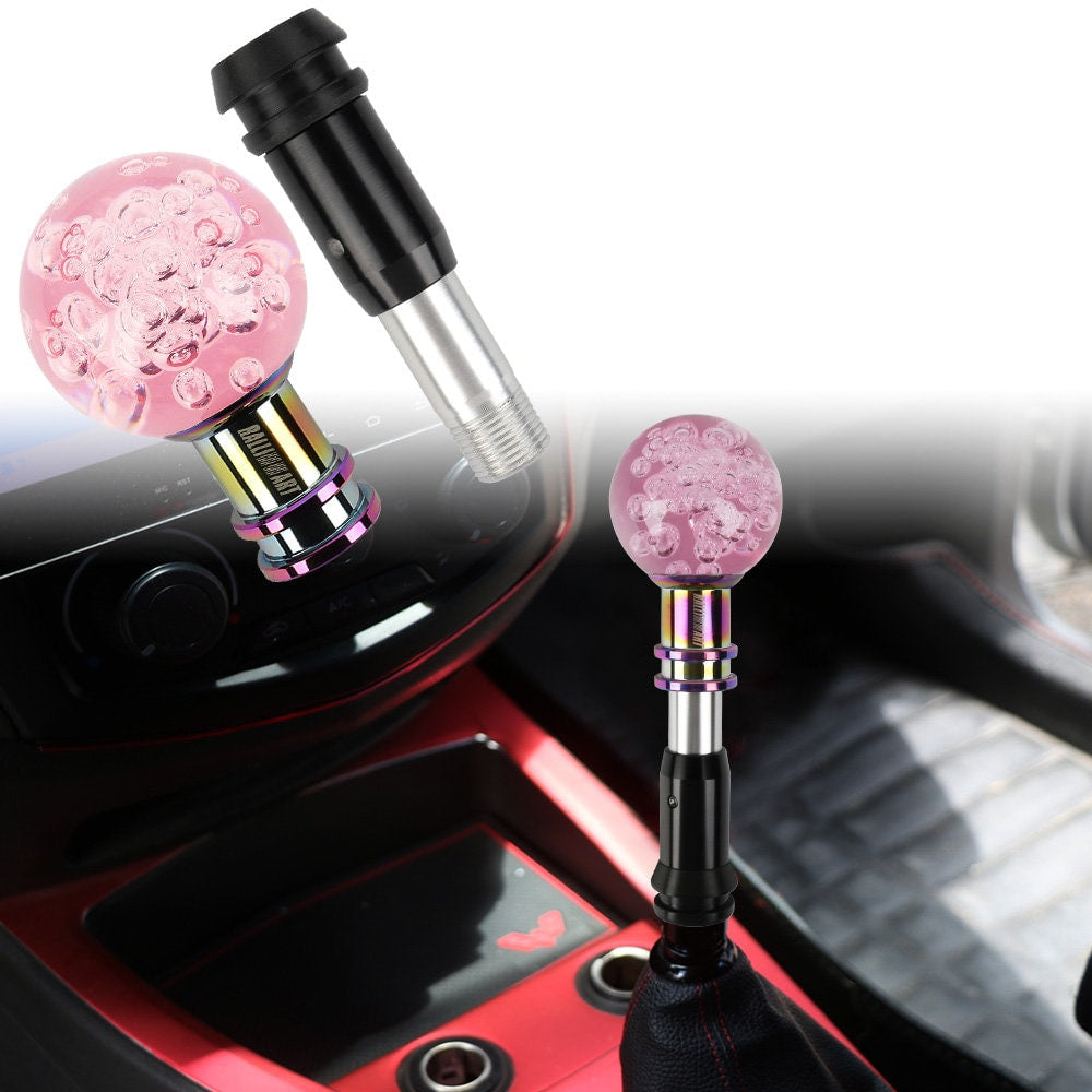 Brand New Universal Jdm Ralliart Round Ball Pink Crystal Bubble Automatic Car Racing Gear Shift Knob Shifter M12 M10 M8