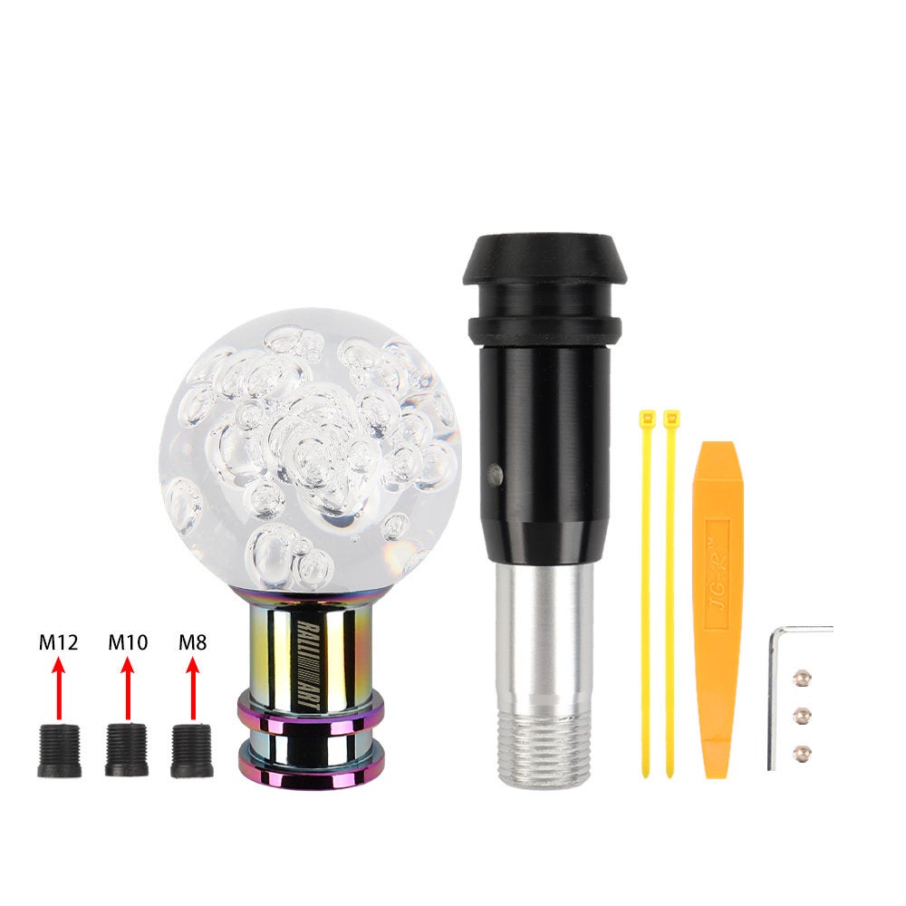 Brand New Universal Jdm Ralliart Round Ball Clear Crystal Bubble Automatic Car Racing Gear Shift Knob Shifter M12 M10 M8